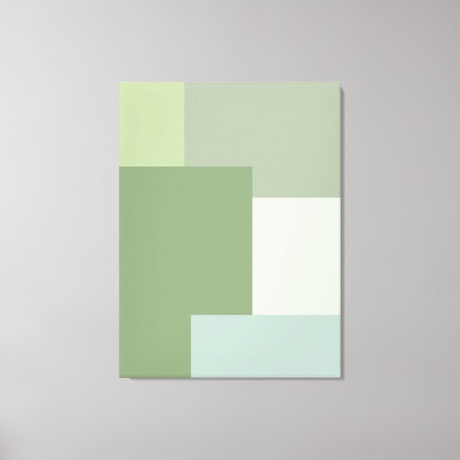 Minimalist Geometric Color Block Sage Green Tones Canvas Print (Front)