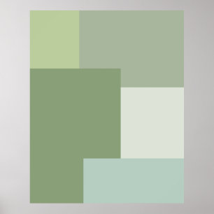 Minimalist Geometric Color Block Sage Green Tones Poster