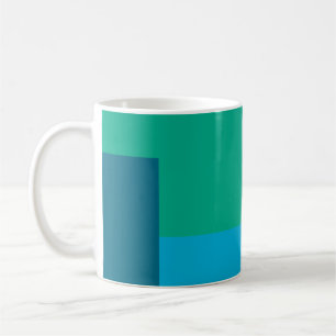 Minimalist Geometric Colour Block Blue Green Tones Coffee Mug