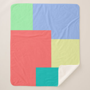 Minimalist Geometric Colour Block Bright Colours Sherpa Blanket