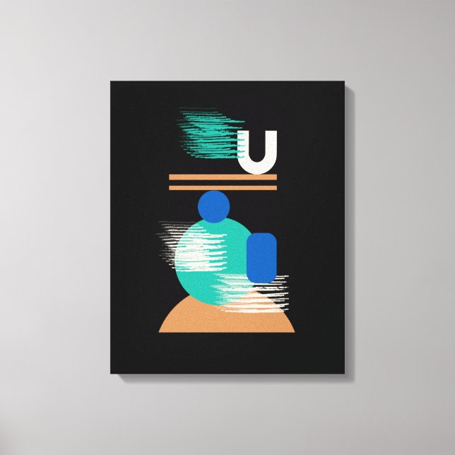 Minimalist Geometric Colourful Art on Black Canvas (Front)