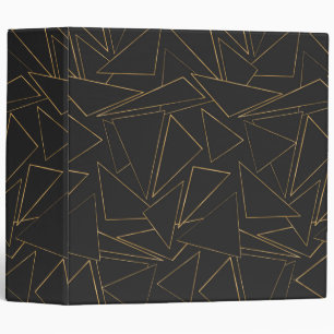 Minimalist Geometric Gold Black Strokes Triangles Binder