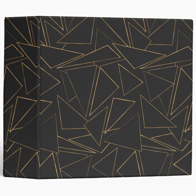 Minimalist Geometric Gold Black Strokes Triangles Binder (Front/Spine)