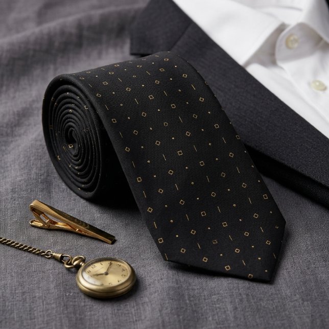 Minimalist Geometric Gold Dots & Lines Tie (Creator Uploaded)