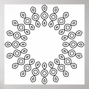 Minimalist Geometric Mandala Colouring Page Art Poster