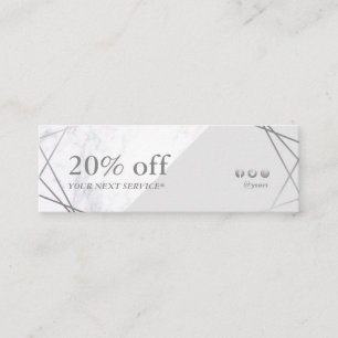 Minimalist Geometric Marble Grey Silver Discount Mini Business Card