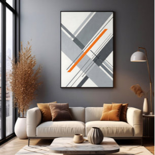 Minimalist Geometric Orange Accent Canvas Print