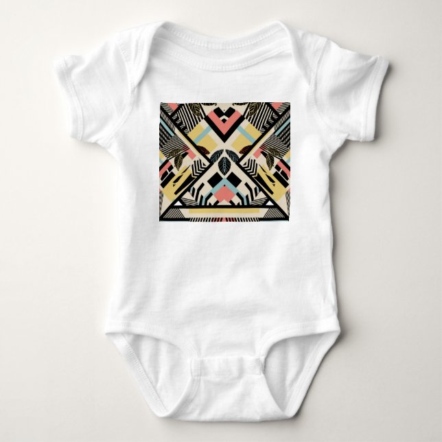 Minimalist Geometric: Pattern Design Baby Bodysuit (Front)