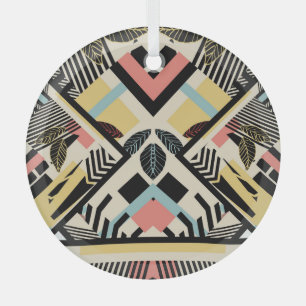 Minimalist Geometric: Pattern Design Glass Ornament