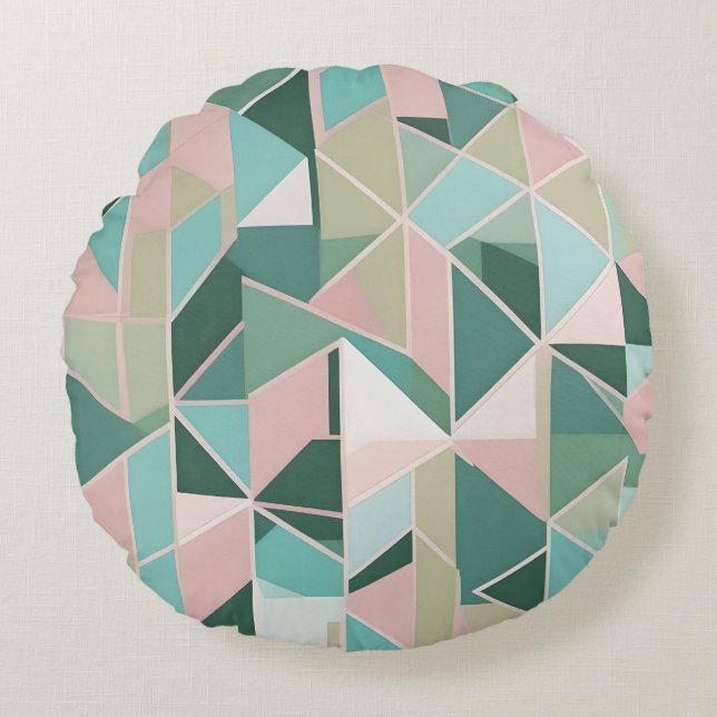Minimalist geometric pattern in pastel colours round pillow (Front)
