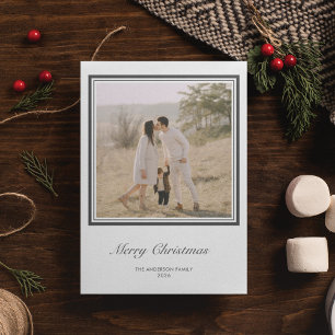Minimalist Geometric Square Personalized Christmas Holiday Card