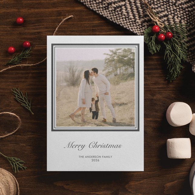 Minimalist Geometric Square Personalized Christmas Holiday Card (Creator Uploaded)