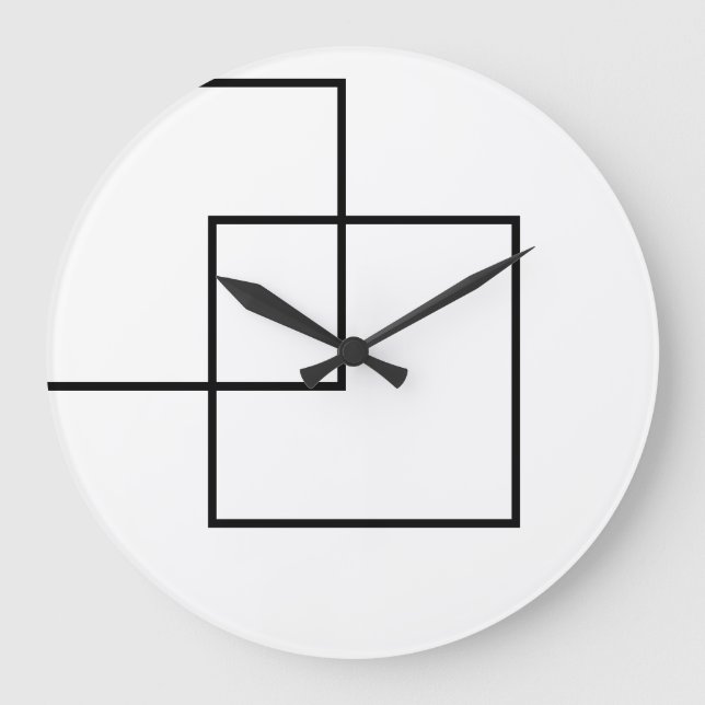 Minimalist Geometric Squares Round Large Clock (Front)