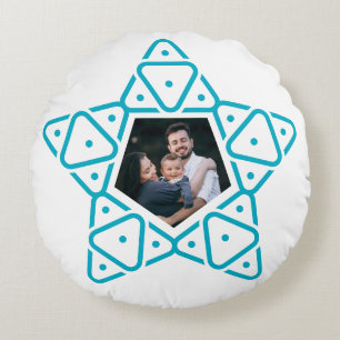 Minimalist Geometric Star of David Art Round Pillow