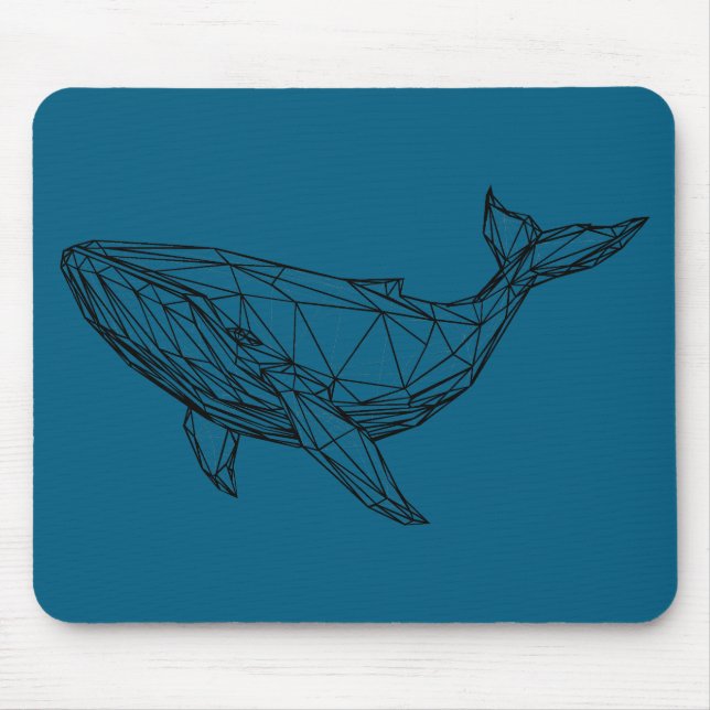 Minimalist Geometric Whale Mouse Pad (Front)