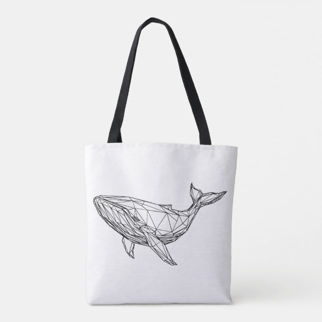Minimalist Geometric Whale Tote Bag (Dos)