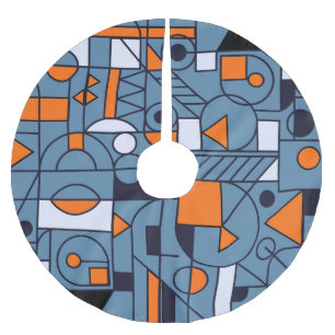 Minimalist Geometry: Retro Abstract Poster Brushed Polyester Tree Skirt