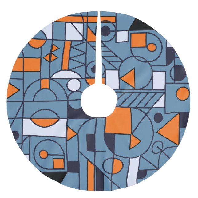 Minimalist Geometry: Retro Abstract Poster Brushed Polyester Tree Skirt (Front)