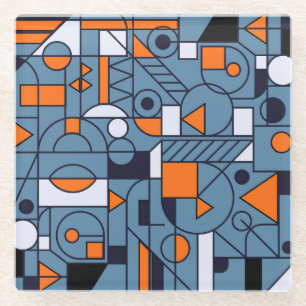 Minimalist Geometry: Retro Abstract Poster Glass Coaster