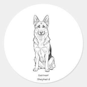 Minimalist German Shepherd Dog Line Art  Classic Round Sticker