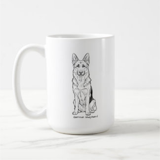 Minimalist German Shepherd Dog Line Art Coffee Mug