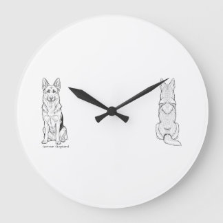 Minimalist German Shepherd Dog Line Art Large Clock