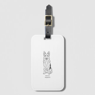 Minimalist German Shepherd Dog Line Art Luggage Tag