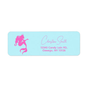 Minimalist Girl Mermaid Birthday Return Address