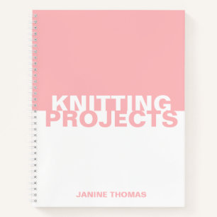 Minimalist Girl Pink White Name Knitting Projects  Notebook