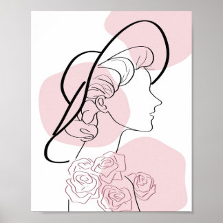 Minimalist Girl Roses Women Modern Stylish Poster