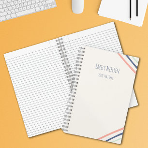 Minimalist Girls Monogrammed Name School Subject Notebook