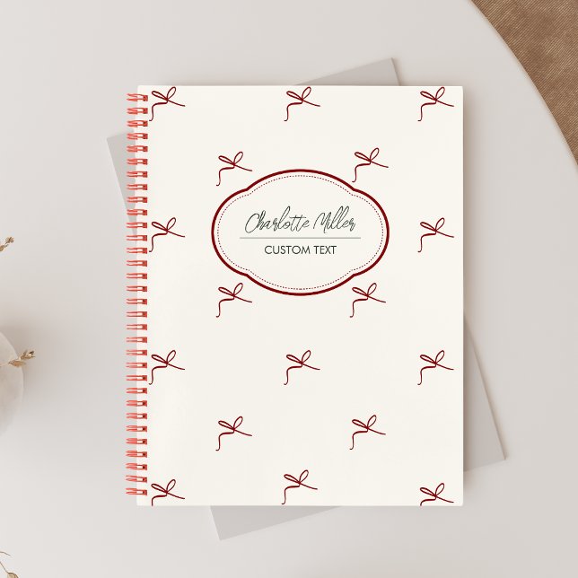  Minimalist Girly Coquette Bow Spiral Notebook (Creator Uploaded)