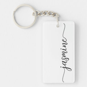 Minimalist Girly Simple Monogram Name Script Keych Keychain