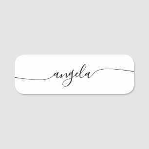 Minimalist Glam Centred Signature Script Name Tag