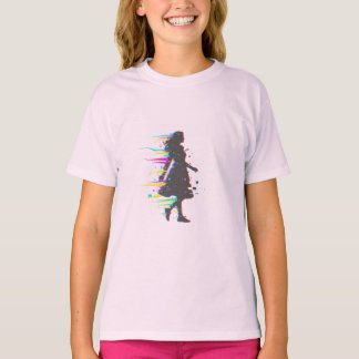 Minimalist Glitch Art Mom Silhouette Neon Aestheti T-Shirt