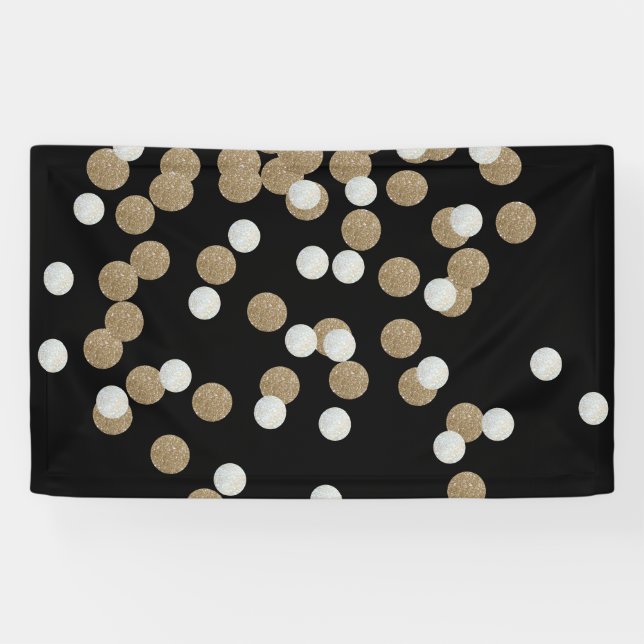 minimalist glitter black champagne gold confetti banner (Horizontal)