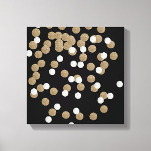 minimalist glitter black champagne gold confetti canvas print