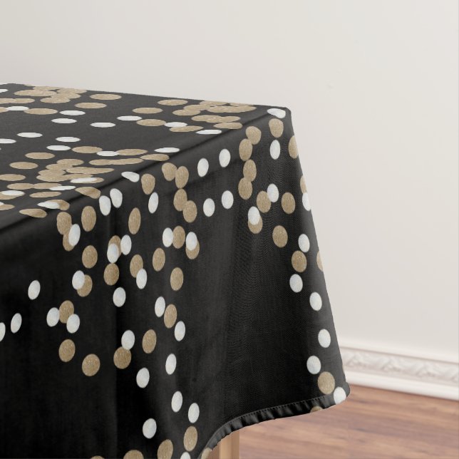 minimalist glitter black champagne gold confetti tablecloth (In Situ)