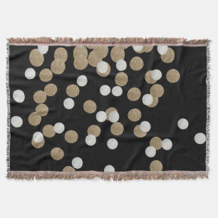minimalist glitter black champagne gold confetti throw blanket