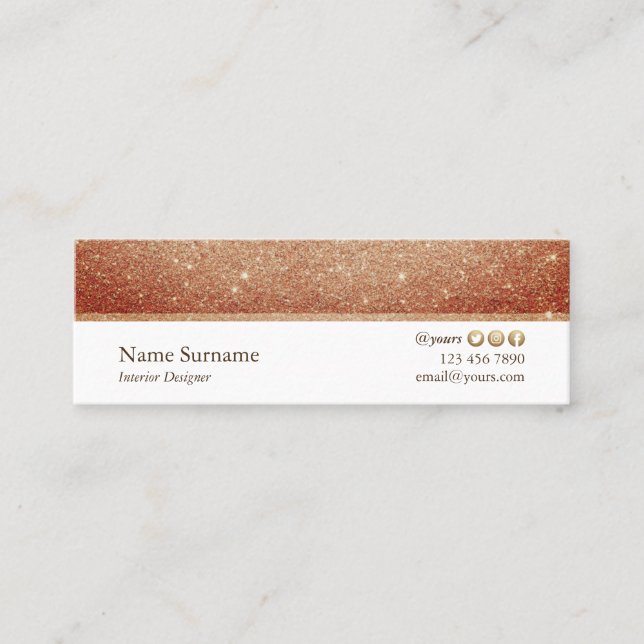 Minimalist Glitter Designer Mini Business Card (Front)