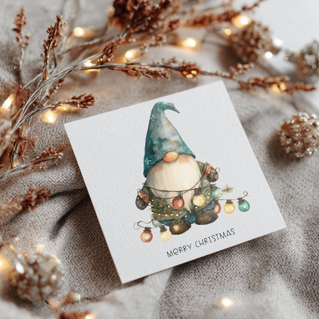 Minimalist Gnome Merry Christmas Holiday Card (Creator Uploaded)