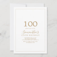 Minimalist Gold 100th Birthday