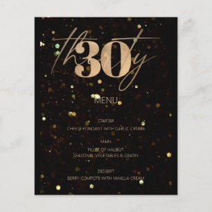 Minimalist Gold 30th Budget Birthday Party Menu