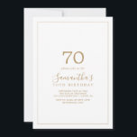 Minimalist Gold 70th Birthday Invitation<br><div class="desc">This minimalist gold 70th birthday invitation is perfect for a simple birthday party. The modern romantic design features classic gold and white typography paired with a rustic yet elegant calligraphy with vintage hand lettered style. Customizable in any colour. Keep the design simple and elegant, as is, or personalize it by...</div>