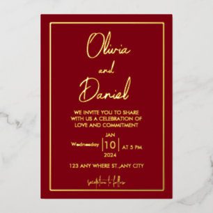 Minimalist Gold All In One Wedding Invitation