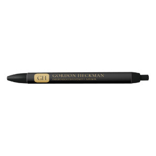 Minimalist gold and black whimsical monogram ink pen