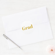 Minimalist Gold and White Graduation Classic Round Sticker