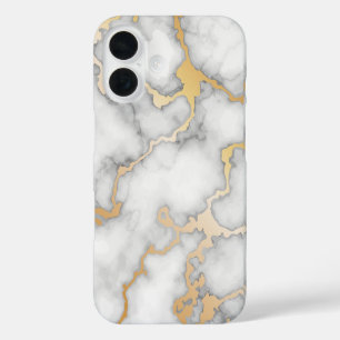 Minimalist Gold And White Marble iPhone 16 Case