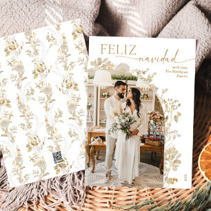 Minimalist Gold Arch Photo Feliz Navidad Cards