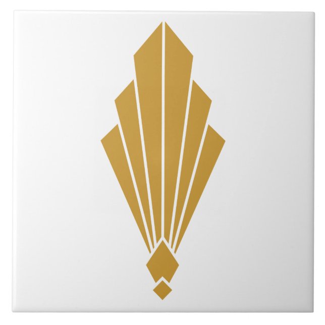 Minimalist Gold Art Deco Fan Crest Tile (Front)